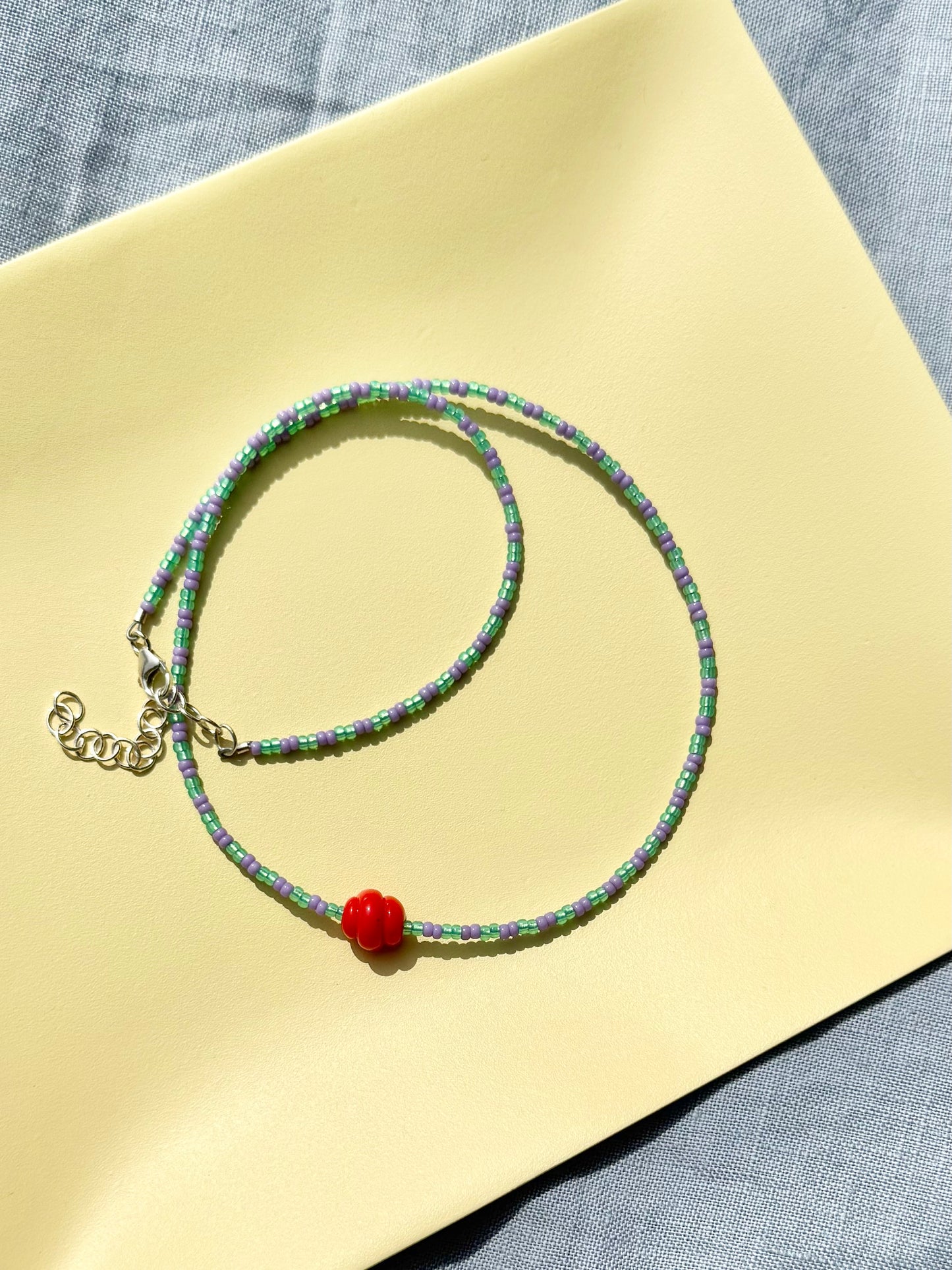 Easy Necklace ~ Red, Mint & Lavender