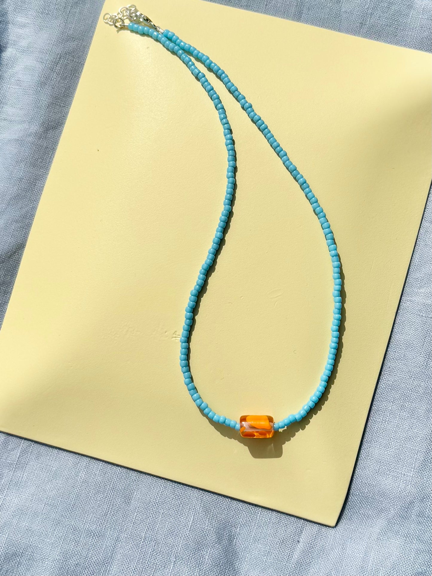 Easy Necklace ~ Orange & Blue