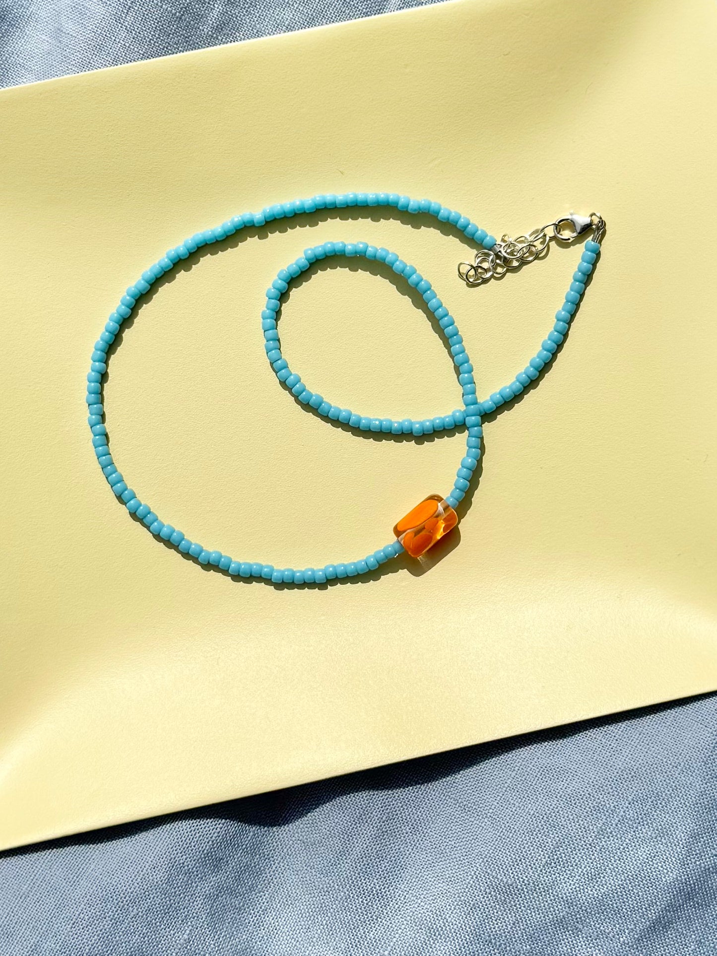Easy Necklace ~ Orange & Blue